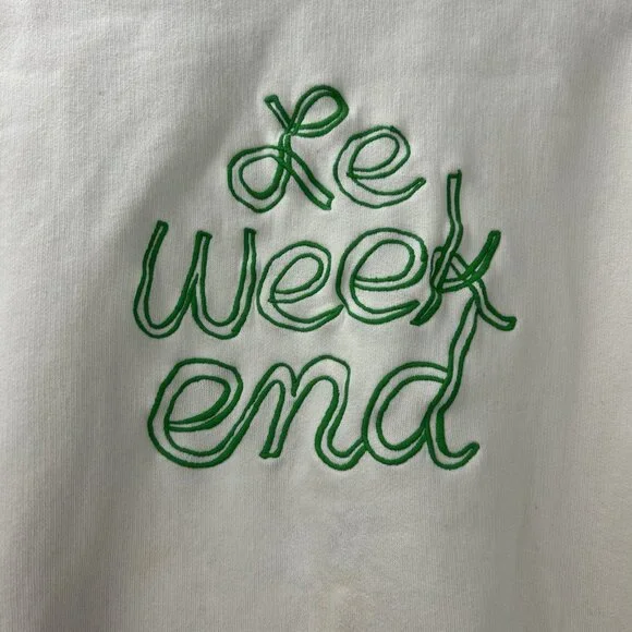 Clare V. Sweatshirt Pullover Women's M Cream Le Weekend Embroidered Crewneck - Picture 12 of 13